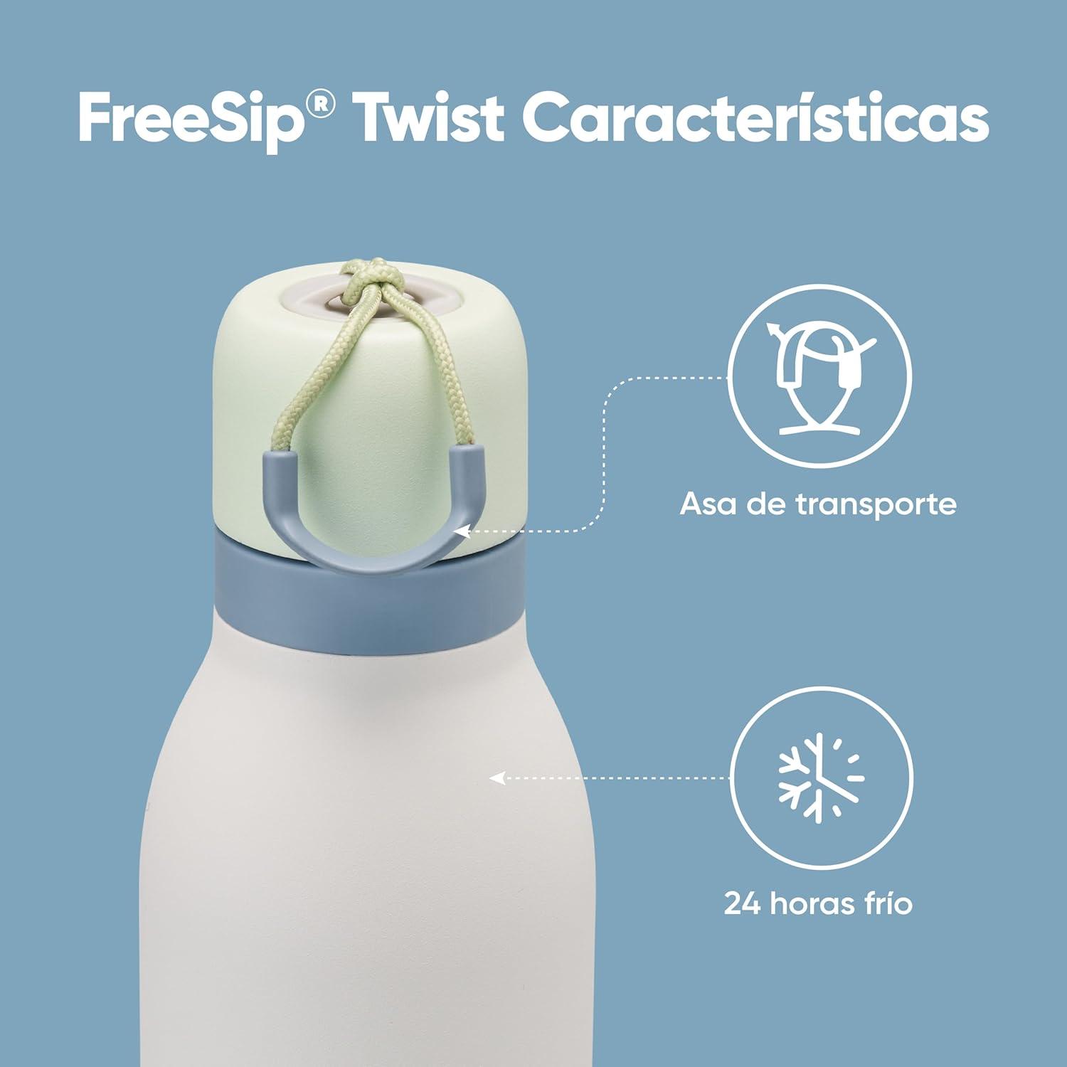imageOwala FreeSip Twist Insulated Stainless Steel Water Bottle with Straw for Sports and Travel BPAFree 24oz Black CherryIced Breeze
