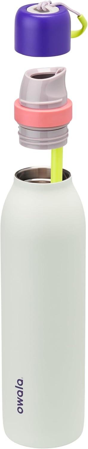imageOwala FreeSip Twist Insulated Stainless Steel Water Bottle with Straw for Sports and Travel BPAFree 24oz Black CherryMinty Horizon