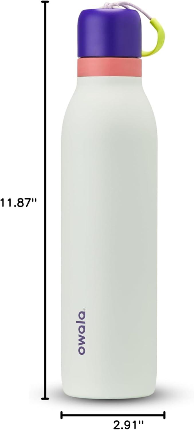 imageOwala FreeSip Twist Insulated Stainless Steel Water Bottle with Straw for Sports and Travel BPAFree 24oz Black CherryMinty Horizon