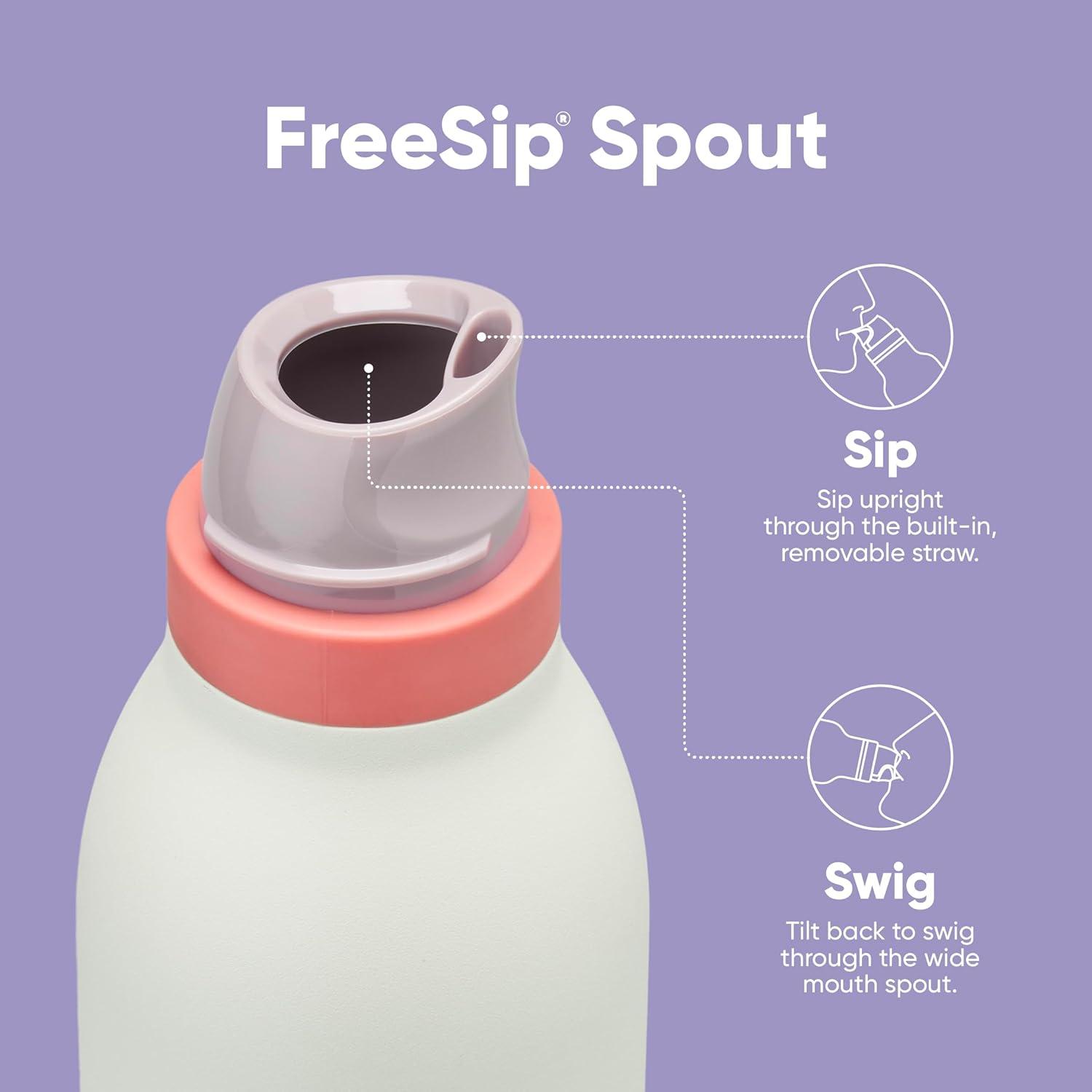 imageOwala FreeSip Twist Insulated Stainless Steel Water Bottle with Straw for Sports and Travel BPAFree 24oz Black CherryMisty Horizons