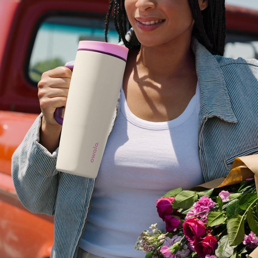 imageOwala SmoothSip Slider Stainless Steel Insulated Travel Mug with handle 100 Leak Proof For Hot and Cold Drinks Travel Friendly with Sliding Lock Lid 12oz BPA Free Leak Proof Black CherryHigh Dive