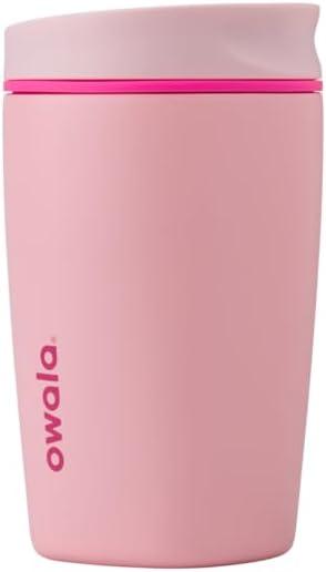 imageOwala SmoothSip Slider Stainless Steel Insulated Travel Mug with handle 100 Leak Proof For Hot and Cold Drinks Travel Friendly with Sliding Lock Lid 12oz BPA Free Leak Proof Black CherryPucker Up