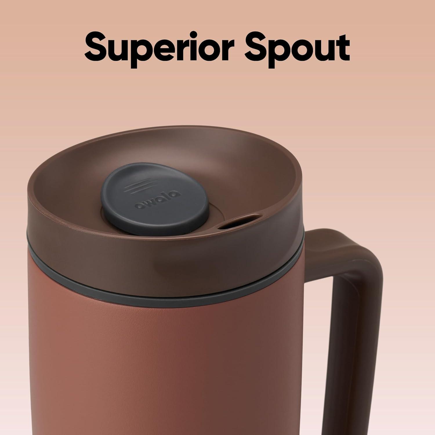 imageOwala SmoothSip Slider Stainless Steel Insulated Travel Mug with handle 100 Leak Proof For Hot and Cold Drinks Travel Friendly with Sliding Lock Lid 12oz BPA Free Leak Proof Black CherryPucker Up