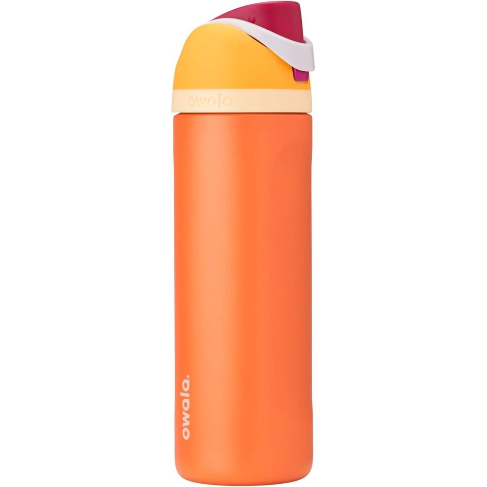 imageOwala FreeSip Insulated Stainless Steel Water Bottle with Straw BPAFree Sports Water Bottle Great for Travel 24 Oz Black CherryCitrus Crush