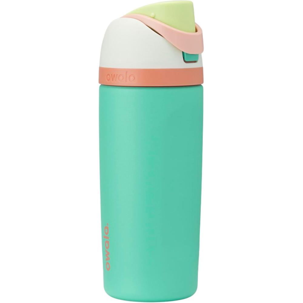 imageOwala FreeSip Insulated Stainless Steel Water Bottle with Straw BPAFree Sports Water Bottle Great for Travel 24 Oz Black CherryCrazy Chameleon