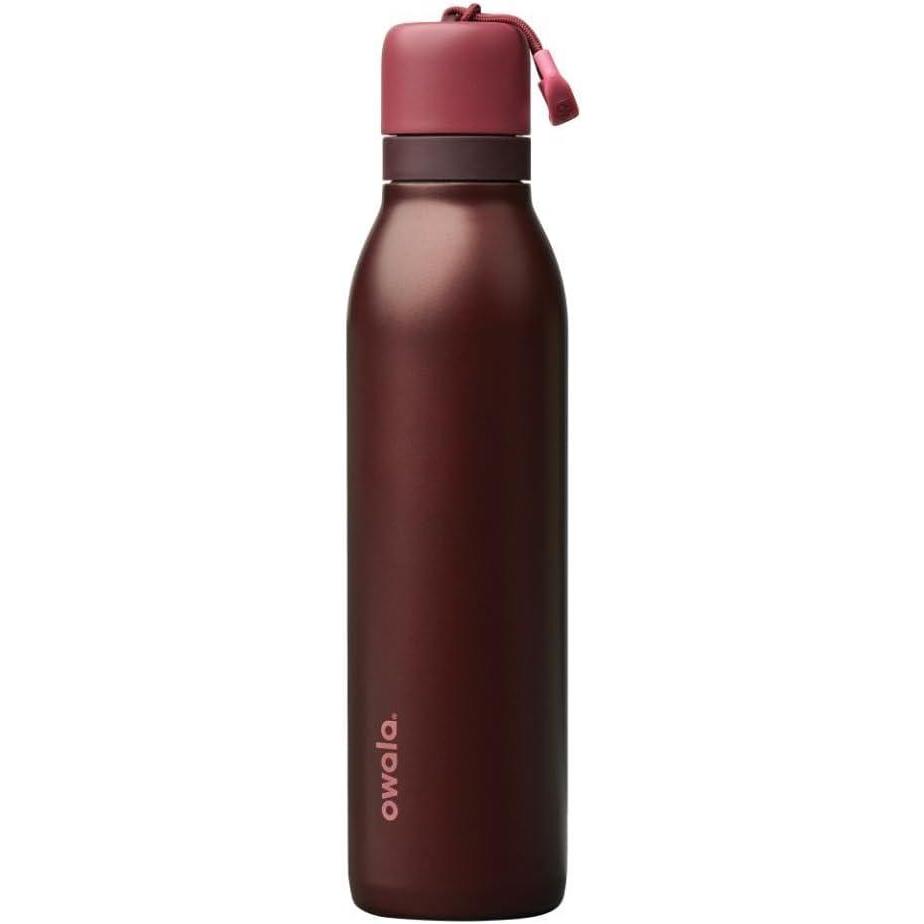 imageOwala FreeSip Twist Insulated Stainless Steel Water Bottle with Straw for Sports and Travel BPAFree 24oz Black CherryBlack Cherry