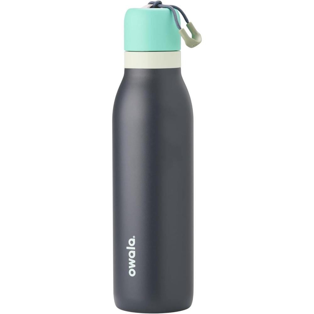 imageOwala FreeSip Twist Insulated Stainless Steel Water Bottle with Straw for Sports and Travel BPAFree 24oz Black CherryFoggy Tide