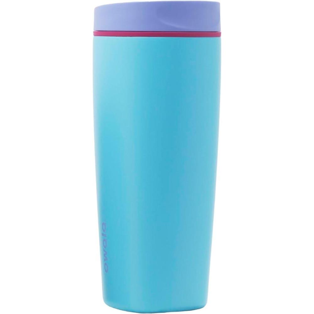 imageOwala SmoothSip Slider Stainless Steel Insulated Travel Mug with handle 100 Leak Proof For Hot and Cold Drinks Travel Friendly with Sliding Lock Lid 12oz BPA Free Leak Proof Black CherryIn Bloom