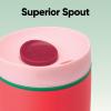 imageOwala SmoothSip Slider Stainless Steel Insulated Travel Mug with handle 100 Leak Proof For Hot and Cold Drinks Travel Friendly with Sliding Lock Lid 12oz BPA Free Leak Proof Black CherryStrawberry Fields