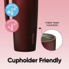 imageOwala SmoothSip Slider Stainless Steel Insulated Travel Mug with handle 100 Leak Proof For Hot and Cold Drinks Travel Friendly with Sliding Lock Lid 12oz BPA Free Leak Proof Black CherryBlack Cherry