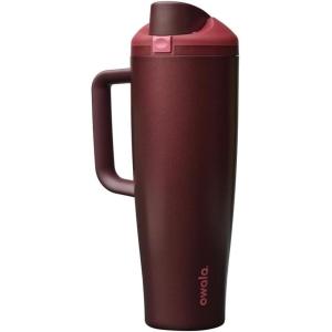 imageOwala FreeSip Tumbler Insulated Stainless Steel Water Bottle with Builtin Straw and Side Handle For Travel Work School and Sports 40oz BPA Free Leak Proof Off RoadBlack Cherry