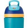 imageOwala Kids Flip Insulated StainlessSteel Water Bottle with Straw and Locking Lid 14Ounce BlueTeal Splishy Splashy